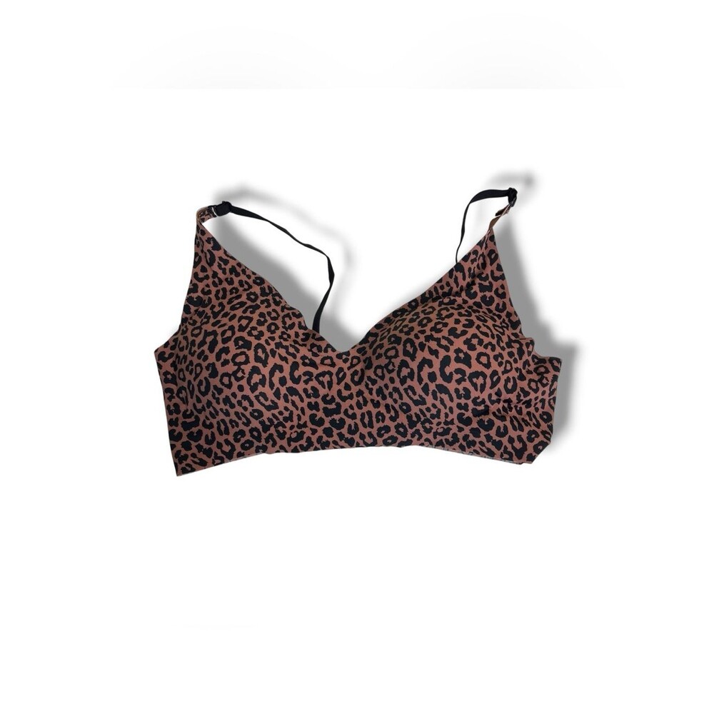Seamless Leopard Wireless Bra Adjustable Straps Lightly Lined T Shirt Women XL